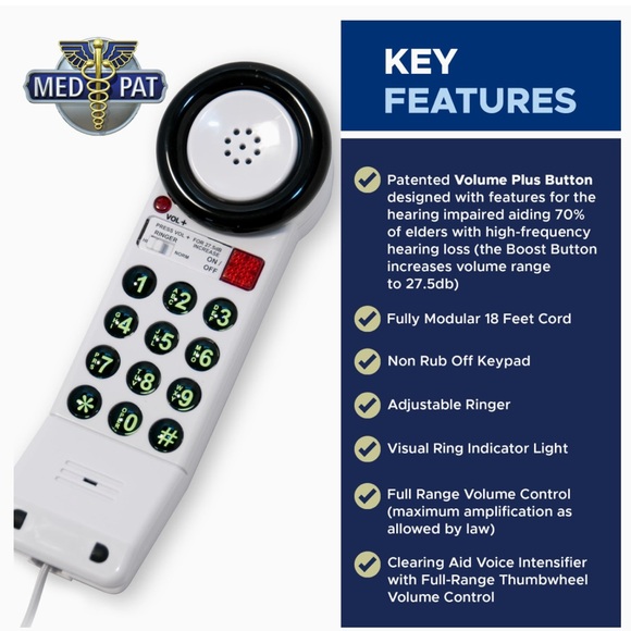 New Easy to Use One-Piece Telephone with Extra Loud Volume Boost,Corded Landline - Picture 5 of 16